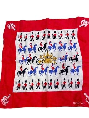 Tammis Keefe 50s handkerchief  London Soldiers Crown Coronation Guards Jubilee